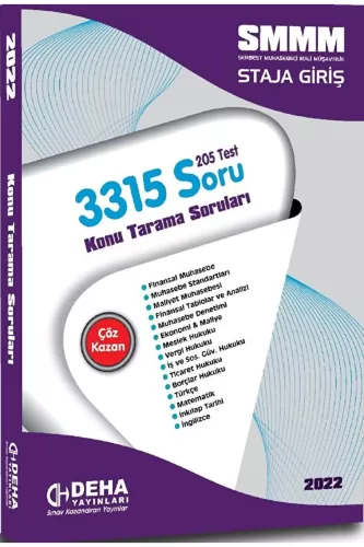 Deha Yayınları 2023 SMMM Staja Giriş 3054 Konu Tarama Soruları Komisyo