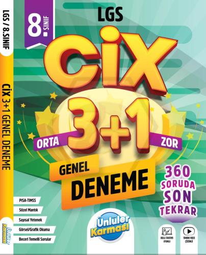 Ünlüler Yayınları 8.Sınıf LGS CİX 3+1 Genel Deneme