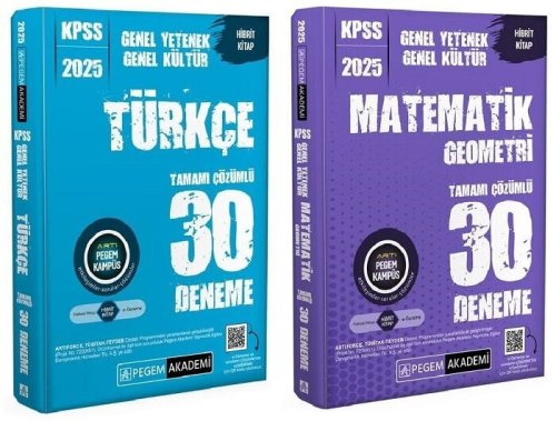 Pegem Yayınları 2025 KPSS Matematik ve Türkçe 60 Deneme 2'li Set Komis