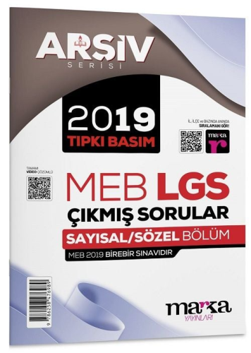 Marka Yayınları 8. Sınıf LGS 2019 Çıkmış Sorular Çözümlü Tıpkı Basım K