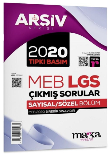 Marka Yayınları 8. Sınıf LGS 2020 Çıkmış Sorular Çözümlü Tıpkı Basım K