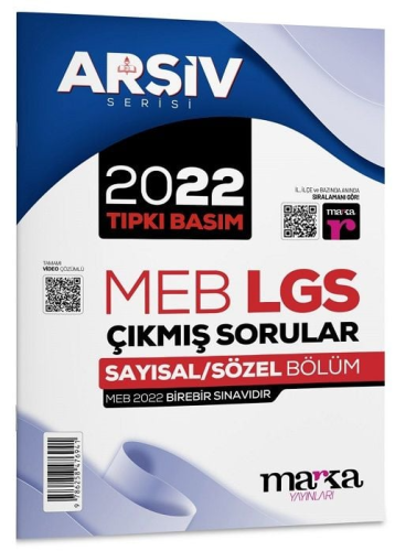 Marka Yayınları 8. Sınıf LGS 2022 Çıkmış Sorular Çözümlü Tıpkı Basım K