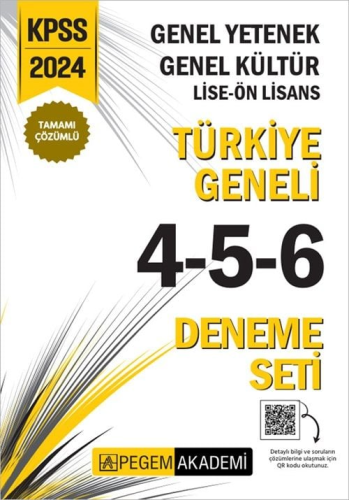 Pegem Yayınları Pegem 2024 KPSS Lise Ön Lisans Türkiye Geneli 3 Deneme