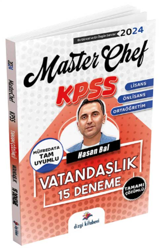 Dizgi Kitap Yayınları 2024 KPSS Vatandaşlık Master Chef 15 Deneme Çözü