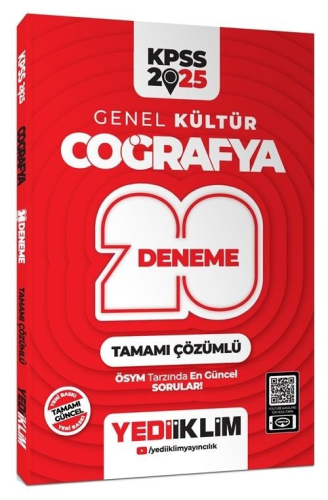 Yediiklim Yayınları 2025 KPSS Genel Kültür Coğrafya Tamamı Çözümlü 20 