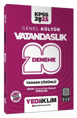 Yediiklim Yayınları 2025 KPSS Genel Kültür Vatandaşlık Tamamı Çözümlü 