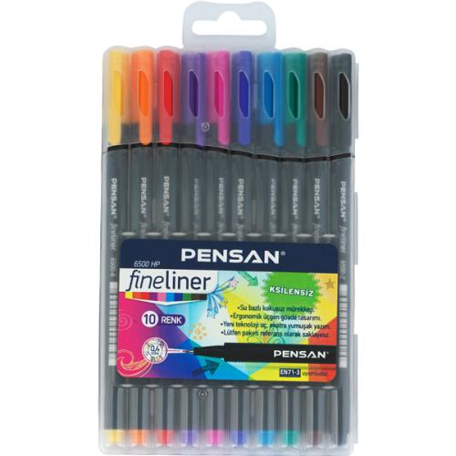 Pensan Fineliner 10 Renk Pvc Kutu 0.4 mm Keçe Uç