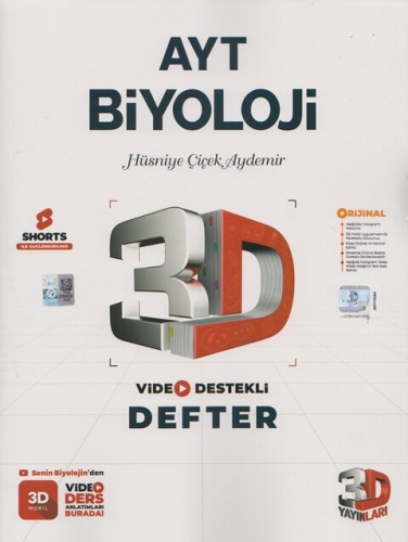 3D Yayınları AYT Biyoloji Video Destekli Defter Hüsniye Çiçek Aydemir