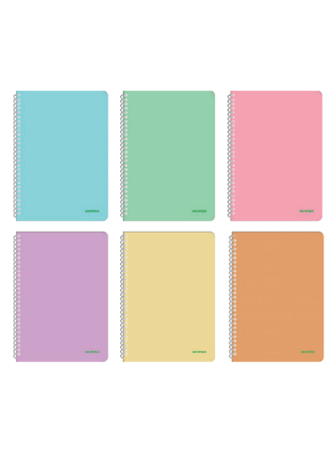 Mopak Pastel Spiralli Plastik Kapak A4 120 Yaprak Kareli Defter