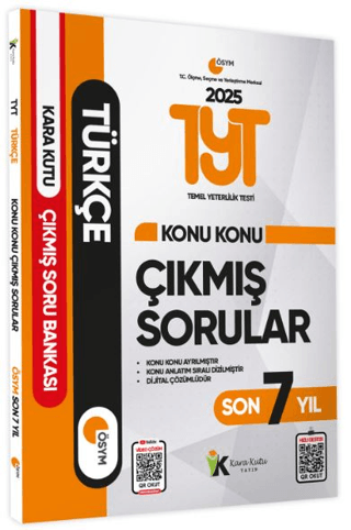 Karakutu Yayınları 2025 TYT Türkçe Son 7 Yıl Çıkmış Sorular Komisyon