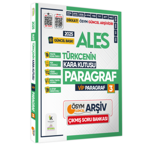 İnformal Yayınları 2025 ALES Türkçenin Kara Kutusu Paragraf Konu Konu 