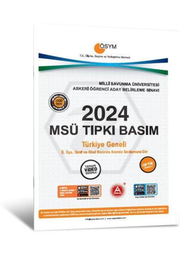 A Yayınları 2024 MSÜ Tıpkı Basım Çıkmış Sorular Komisyon