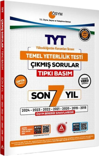 A Yayınları TYT Son 7 Yıl Tıpkı Basım Çıkmış Sorular Komisyon