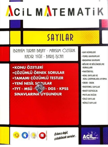 Acil Yayınları TYT Acil Matematik Sayılar Mahsum Öztürk