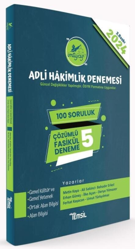 Temsil Kitap Yayınları 2024 İMTİYAZ Adli Hâkimlik Sınavı Çözümlü 5 Den