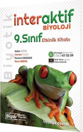 Biyotik Yayınları 9. Sınıf Biyoloji İnteraktif Etkinlik Kitabı Aslan A