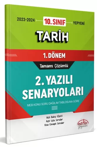 Editör Yayınları 10. Sınıf Tarih 1. Dönem Ortak Sınavı 2. Yazılı Senar