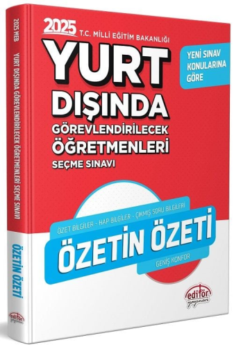 Editör Yayınları 2025 MEB Yurt Dışında Görevlendirilecek Öğretmenleri 