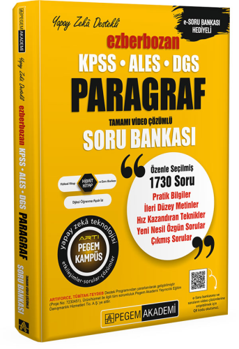 Pegem Yayınları Ezberbozan KPSS ALES DGS Paragraf Soru Bankası Komisyo