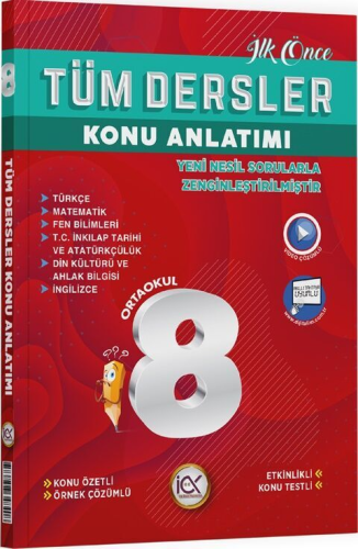 İlk Önce Yayıncılık 8. Sınıf Tüm Dersler Konu Anlatımı Komisyon