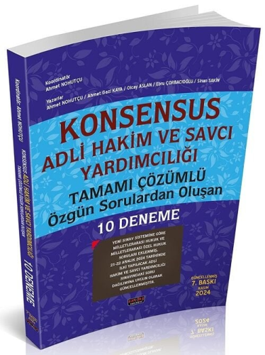 Savaş Yayınları 2024 Konsensus Hakim ve Savcı Yardımcılığı 10 Deneme A