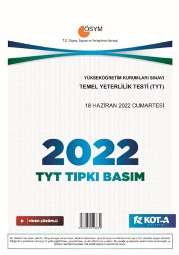 Kota Yayınları TYT 2022 Tıpkı Basım Komisyon