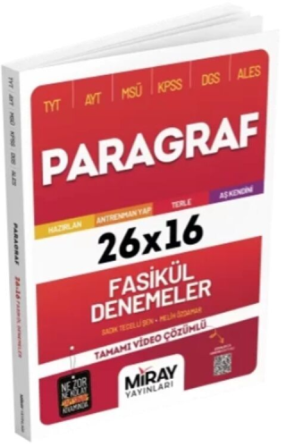 Miray Yayınları TYT AYT MSÜ KPSS DGS ALES Paragraf 26x16 Fasikül Denem