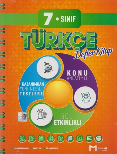 Mozaik Yayınları 7. Sınıf Türkçe Defter Kitap Harun Gündoğdu