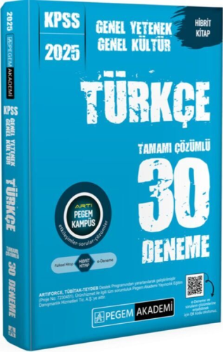 Pegem Yayınları 2025 KPSS Türkçe Tamamı Çözümlü 30 Deneme Komisyon