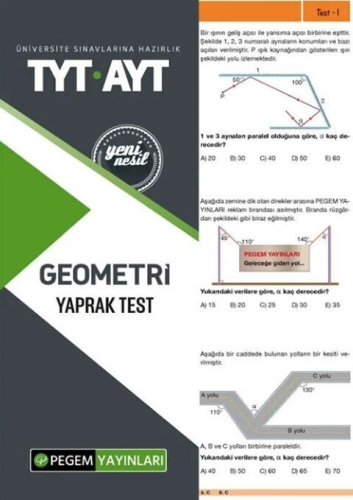 Pegem Yayınları TYT AYT Geometri Yaprak Test Komisyon