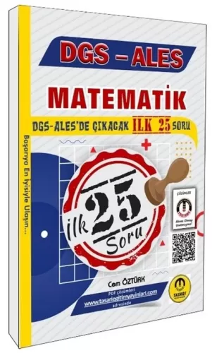 Tasarı Yayınları DGS ALES Matematik İlk 25 Çıkacak Soru Çözümlü Cem Öz