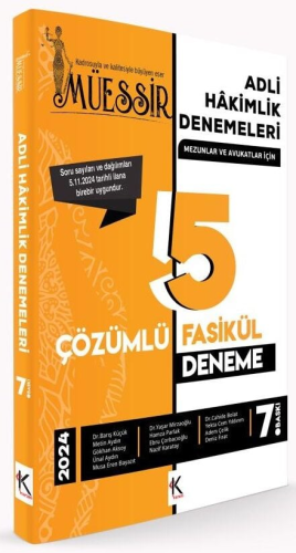 MÜESSİR Adli Hakimlik Fasikül 5 Deneme Çözümlü Yaşar Mirzaoğlu