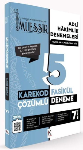 MÜESSİR Adli Hakimlik Fasikül 5 Deneme Karekod Çözümlü Cahide Bolat