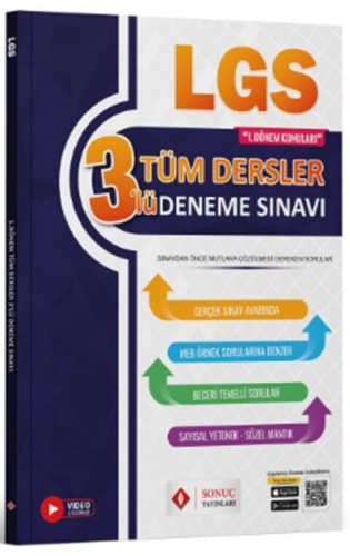 Sonuç Yayınları 8. Sınıf LGS Tüm Dersler 1. Dönem 3 Deneme Komisyon