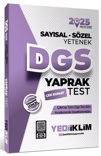 Yediiklim Yayınları 2025 DGS Sayısal-Sözel Yetenek Çek Kopart Yaprak T