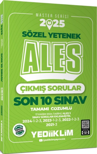 Yediiklim Yayınları 2025 ALES Master Serisi Sözel Yetenek Tamamı Çözüm