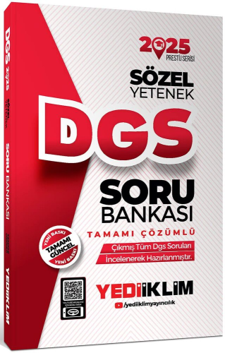 Yediiklim Yayınları 2025 DGS Sözel Yetenek Tamamı Çözümlü Soru Bankası