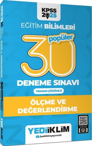 Yediiklim Yayınları 2025 KPSS Eğitim Bilimleri 30 Popüler Ölçme ve Değ