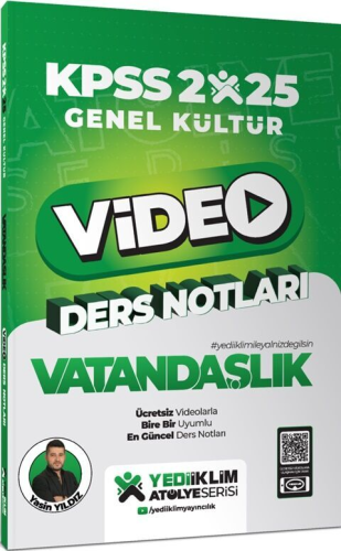 Yediiklim Yayınları 2025 KPSS Atölye Serisi Vatandaşlık Video Ders Not