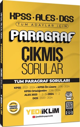 Yediiklim Yayınları KPSS ALES DGS Tüm Adaylar İçin Paragraf Tamamı PDF