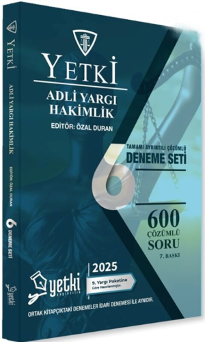 Yetki Yayınları 2025 Adli Yargı Hakimlik 6 Deneme Seti Çözümlü Özal Du